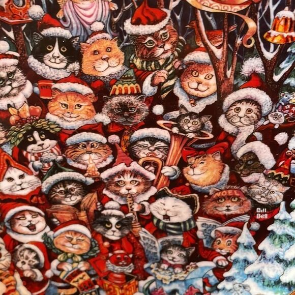 Christmas Cat Plate Santa Claws by Bill Bell Limited Edition Franklin Mint - Picture 2 of 5